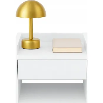 Noční stolek Závěsný noční stolek NUVIA DUO 35 bílý - nástěnná skříňka do ložnice