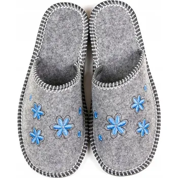 Dámské pantofle Dámské pantofle šedé s květinami, teplé a pohodlné, velikost 37 VEL.