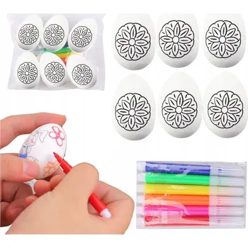 Velikonoční dekorace VELIKONOČNÍ VEJCE Z POLYSTYRENU K VÝMALBĚ KREATIVNÍ SADA KVĚTINY 6 KS