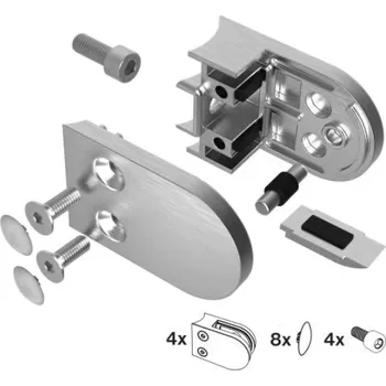 Zábradlí Hahn Steel Držák skla 63x45mm pro sloupek O42,4 mm, model 25P – SET 4 ks, nerez AISI 304, broušený