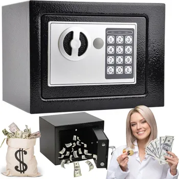 Trezor DOMÁCÍ TREZOR KASIČKA S KÓDEM ELEKTRONICKÝ ZÁMEK ČERNÝ MONTESSA