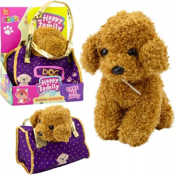 plyšák PEJSEK V KABELCE PLYŠOVÝ PLYŠÁK INTERAKTIVNÍ SVĚTLE HNĚDÝ