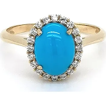 Prsten Zlatý prsten s tyrkysem a zirkony