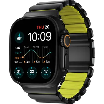 Chytré hodinky Řemínek pro Apple Watch 45/46/49 mm Nomad Stratos Band FKM - černý/zelený