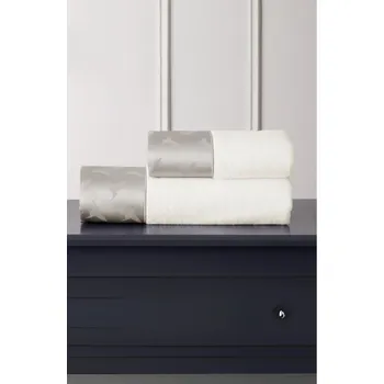 Pánský župan TIVOLYO HOME Soft Cotton Osuška a ručník COLIBRI v dárkovém balení Barva: Bílá / šedá výšivka, Velikost: S