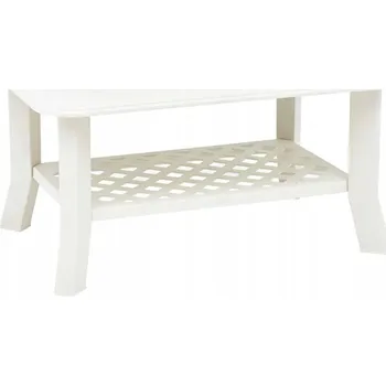 Konferenční stolek Konferenční stolek plastový bílý 90 x 60 x 46 cm s policí pro úložný prostor