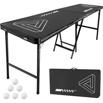 Zahradní stůl Přenosný pivní pongový stůl o délce 8 stop, skládací zvýšený stůl o výšce 36 palců, rukojeti a 6 pongových míčků, lehký stůl na zadní straně do kanceláře, na párty na zadní straně, na cestování a kempování, černý
