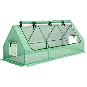 Fóliovník Fóliový skleník Outsunny mini s oknem ze síťoviny, odolný proti UV záření, PE fólie, 240 x 90 x 90 cm, ideální pro zahradnictví a pěstování | Aosom.de