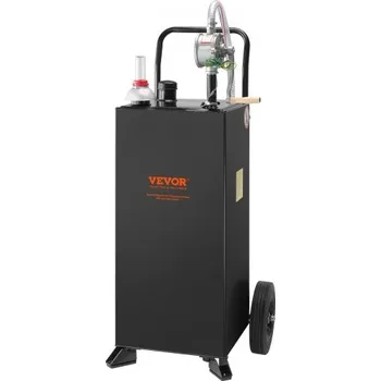 Palivová nádrž 30galonová nádrž na palivo, zásobník na palivo s kolečky, přenosný zásobník na palivo s manuálním přepouštěcím čerpadlem, nádrž na benzín, naftu a další, černá