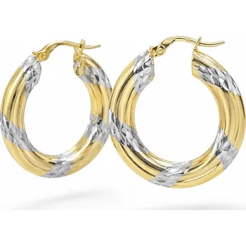 Náušnice Kruhové náušnice z kombinovaného zlata s rytými detaily