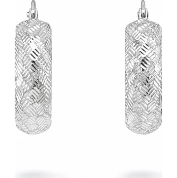 Náušnice Kruhové náušnice z bílého zlata s rytým povrchem