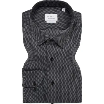 Pánská košile Košile Eterna Slim Fit Struktur s extra prodlouženým rukávem - antracitová velikost: 41, délka rukávu: extra prodloužený rukáv