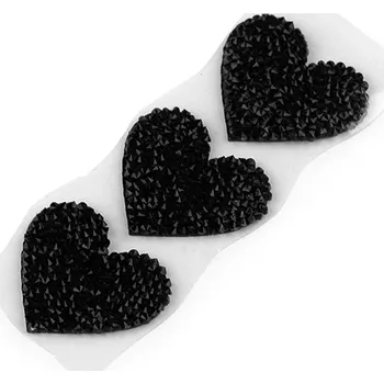 Nažehlovací srdce s kamínky, střední, 2 černá