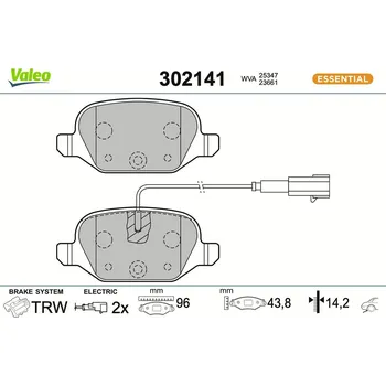 Brzdová destička Sada brzdových destiček, kotoučová brzda VALEO 302141