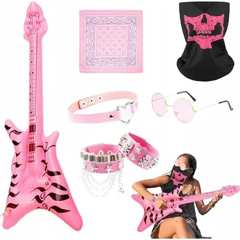 Karnevalový kostým KOSTÝM AKCESROIA GWIAZDA ROCKA LATA 70 80 PŘEVLEK NÁKRČNÍK PUNK NA PLES