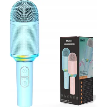 Mikrofon Bezdrátový karaoke mikrofon Bluetooth, světelné efekty - Bezdrátový modrý