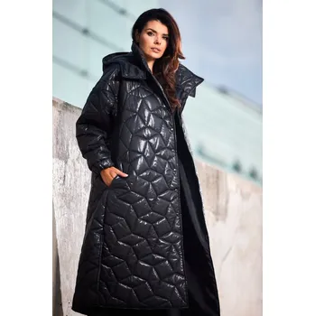 Dámský kabát Awama dámský kabát černý oversize s kapucí velikost S/M