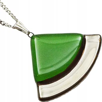 Náhrdelník Zelený náhrdelník výseč, ruční výroba, zdobený platinou