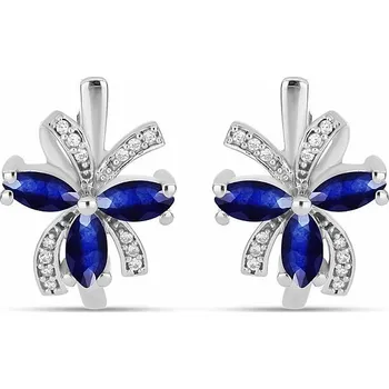 Náušnice Náušnice stříbrné s broušenými modrými safíry Ag 925 026541 SAF 1,8 cm, 5,5 g