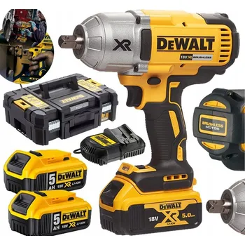 Akumulátorový rázový utahovák 1/2" s pojistným kolíkem + 2x 5,0Ah DeWalt