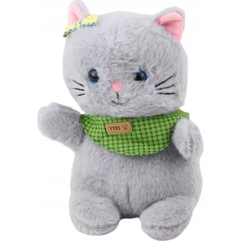 plyšák PLYŠOVÁ PLYŠÁK KOČKA ŠEDÁ S ŠÁTKEM KOŤÁTKO PLYŠÁK 22 CM