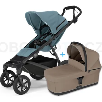 Kočárek Thule Urban Glide 4-wheel Mid blue s magnetickou sponou + korbička Tinted Taupe