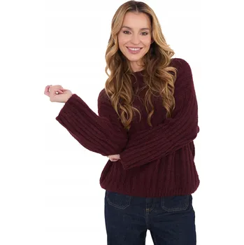 Dámský svetr Italy Moda dámský svetr červený oversize délka do boků univerzální velikost