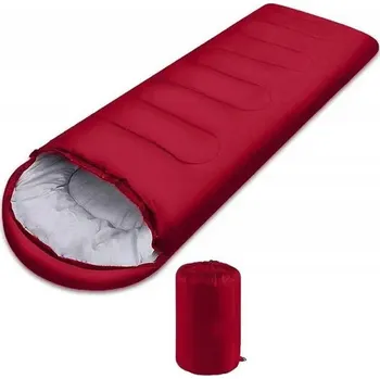 Spacák TURISTICKÝ KEMPINGOVÝ SPACÁK S KAPUCÍ, TEPLÁ ČERVENÁ BARVA