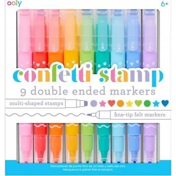 Ooly oboustranné Fixy s Razítky Confetti 9 ks