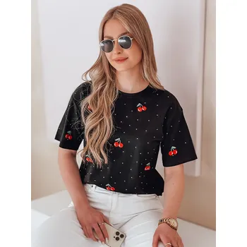 Dámská halenka Dámské tričko s třešněmi FRUTTIKA RY2892 Barva: Černá, Velikost: S/M