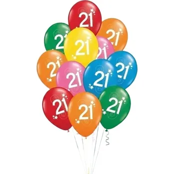 Balónek Latexové balónky číslo 21 mix barev 12ks