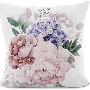 Povlak na polštářek Dekorační povlak na polštář s květinami pivoňky 40x40 cm, motiv pivoněk