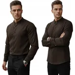 Elegantní pánská košile se stojáčkem slim fit, hnědá DX2678 - M