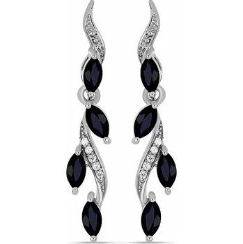 Náušnice Náušnice stříbrné s broušenými modrými safíry a zirkony Ag 925 022211 SAF 3,7 cm, 4,7 g