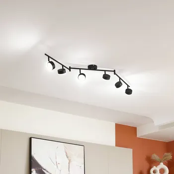 Svítidlo Lindby Stropní světlo Jyla, 6 žárovek, matná černá černá matná 6 x 11 W LED - Doprava zdarma