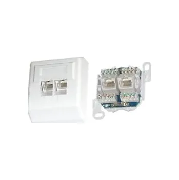 Elektrická zásuvka XtendLan Zásuvka 2x RJ-45, Cat5e, nestíněná, na zeď, šikmý vývod, narážecí LSA