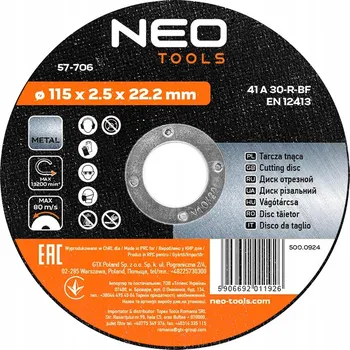 Řezný kotouč Řezný kotouč na kov 115 x 2.5 x 22.2 mm 41 A30-R-BF NEO TOOLS