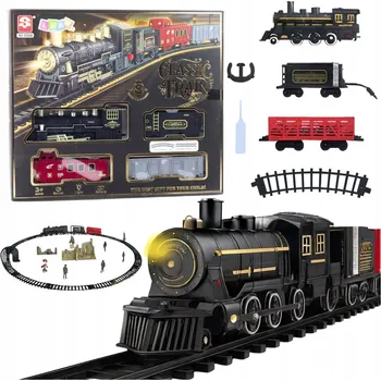 Vláček a vláčkodráha ELEKTRICKÁ VLÁČKOVÁ DRÁHA LOKOMOTIVA VAGÓNY KOLEJE SVĚTLA ZVUKY