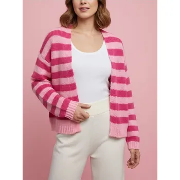 Dámský svetr Sinsay - Pruhovaný kardigan - růžová - 766IV-30P - 766IV-30P-M