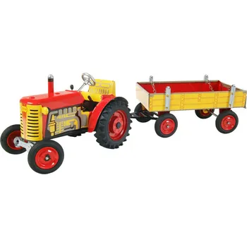 Zahradní traktor KOVAP Traktor Zetor retro model 1:25 plechový Červený na klíček Kov 0395 340395crv