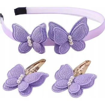 Čelenka Sada pro holčičky: Čelenka a sponky do vlasů – fialové motýlky