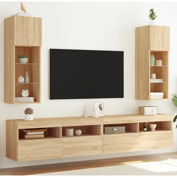 Televizní stolek TV skříňky s LED osvětlením 2 ks dub sonoma 30,5 x 30 x 90 cm - 8721012255906