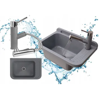 Granitový dřez DŘEZ šedý technický dřez POLO SADA technická komora baterie