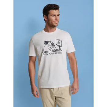 Sinsay - Bavlněné oversize tričko s potiskem - bílá - 575EY-00X - 575EY-00X-S