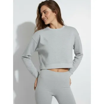 Dámské oblečení Sinsay - Krátká mikina crewneck - šedá - 6244J-09M - 6244J-09M-S