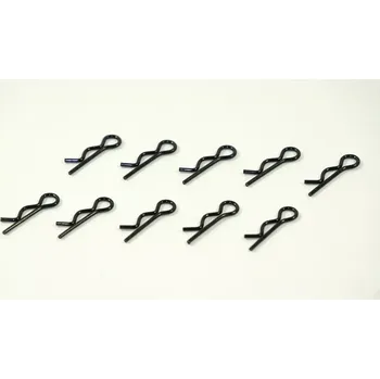 RC náhradní díl SWORKz ocelové sponky karoserie 1/10, černé, 10 ks.