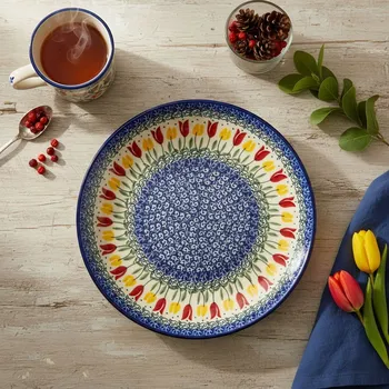 Talíř Mělký jídelní talíř Ceramika Artystyczna Bolesławiec 25 cm - dek. 2600X