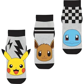 SADA 3 KS PONOŽKY POKÉMON Erv 40277-1 grey-black Velikost: 27-30