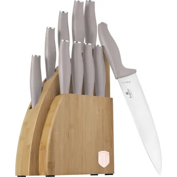 Kuchyňský nůž BERLINGERHAUS Sada nožů se stojanem BAMBOO 10 ks Taupe Collection BH-3122
