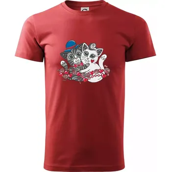 Pánské tričko Kočky v objetí (Pecka design) - Klasické pánské triko vyšší gramáže - 4XL ( Bordó )